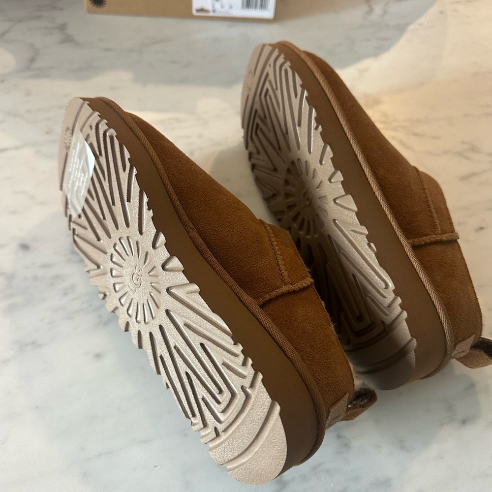 UGG Women’s Chestnusy Brown Slip-On Classic Micro Slipper Boot - Picture 6 of 9